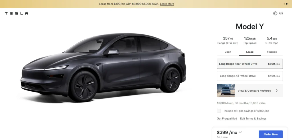 Tesla lease price cut