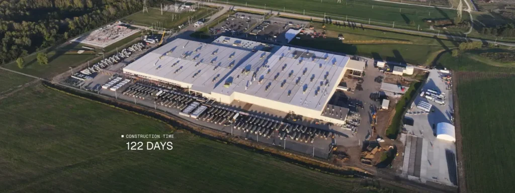Aerial view of the Colossus supercomputer facility in Memphis
