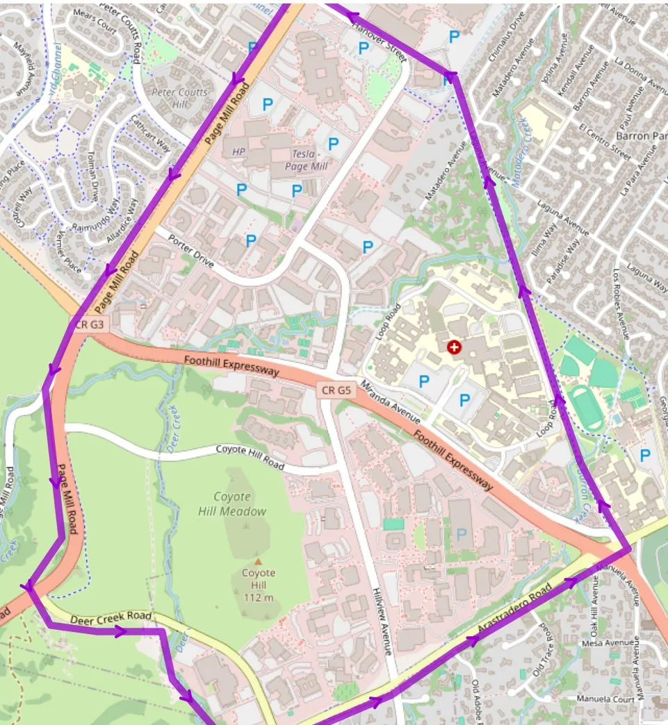 Around some tesla facility on Hanover st. in Palo Alto