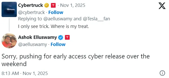 Tesla Cybertruck v14 timeline