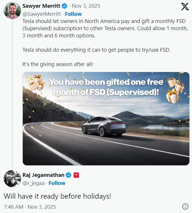 Tesla FSD Gifting