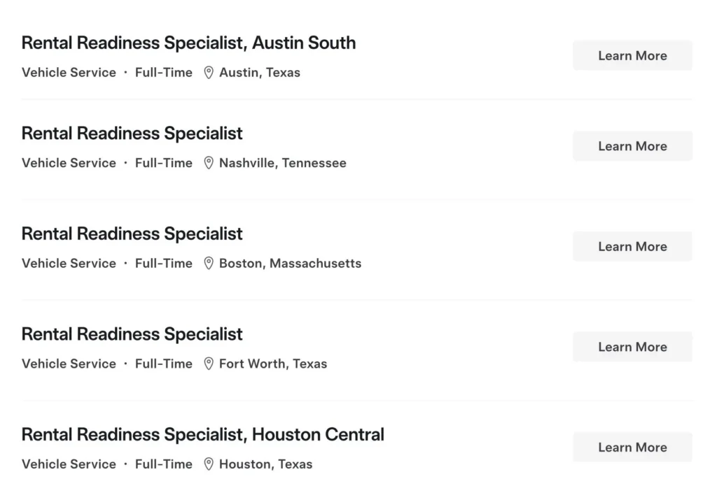Tesla rental job postings