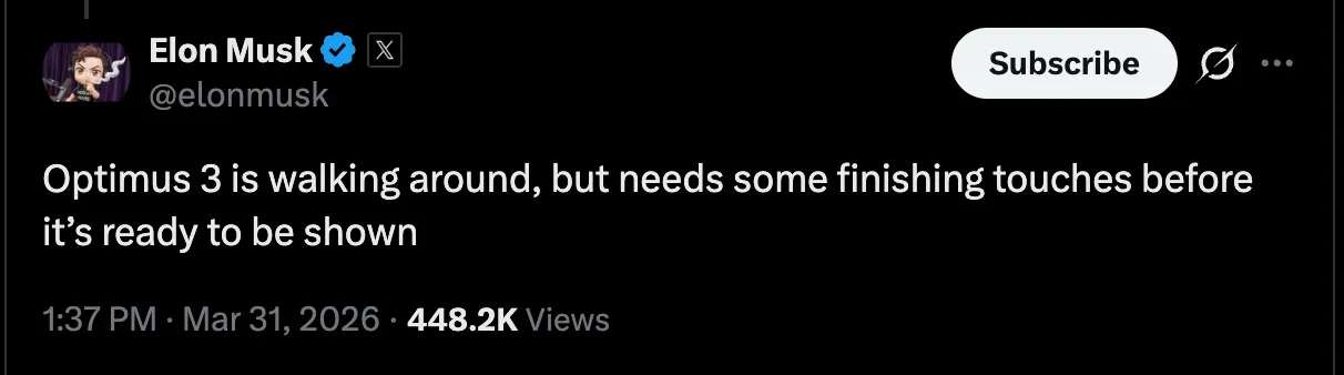 Musk on Optimus 3