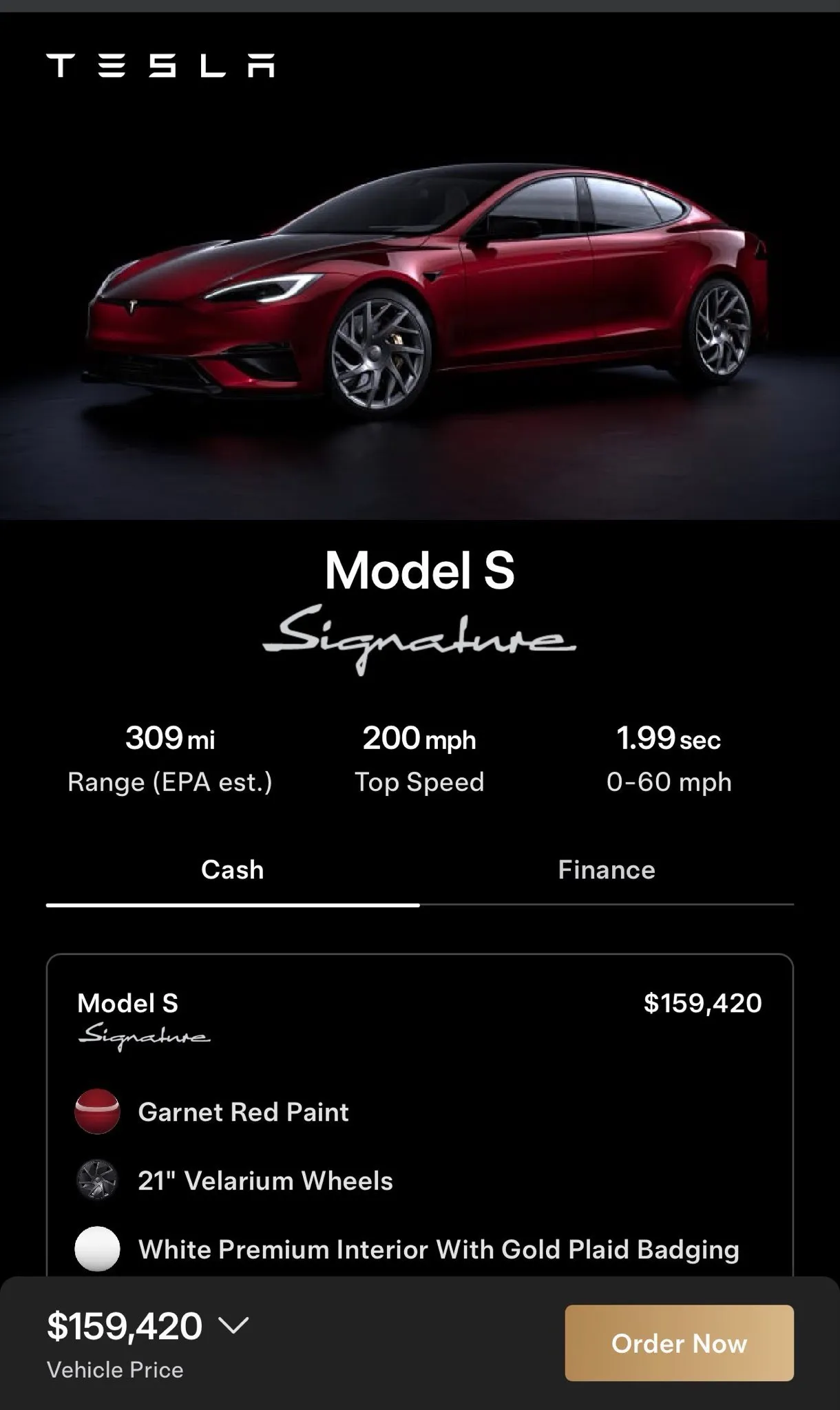 Model S Signature price