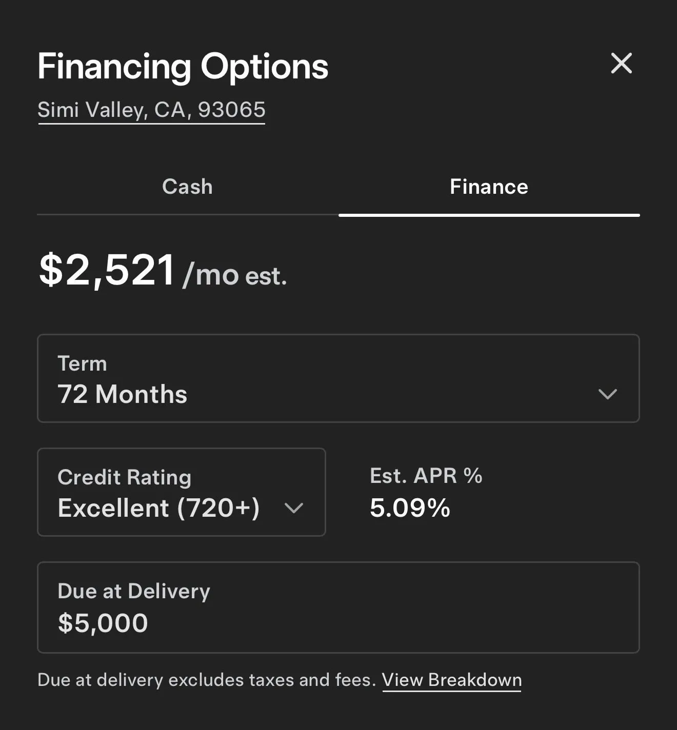 Signature Edition Model S financing