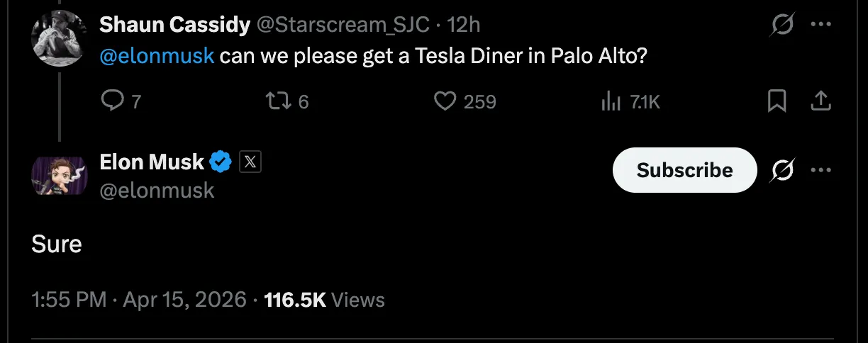 Tesla Diner Palo Alto - Musk