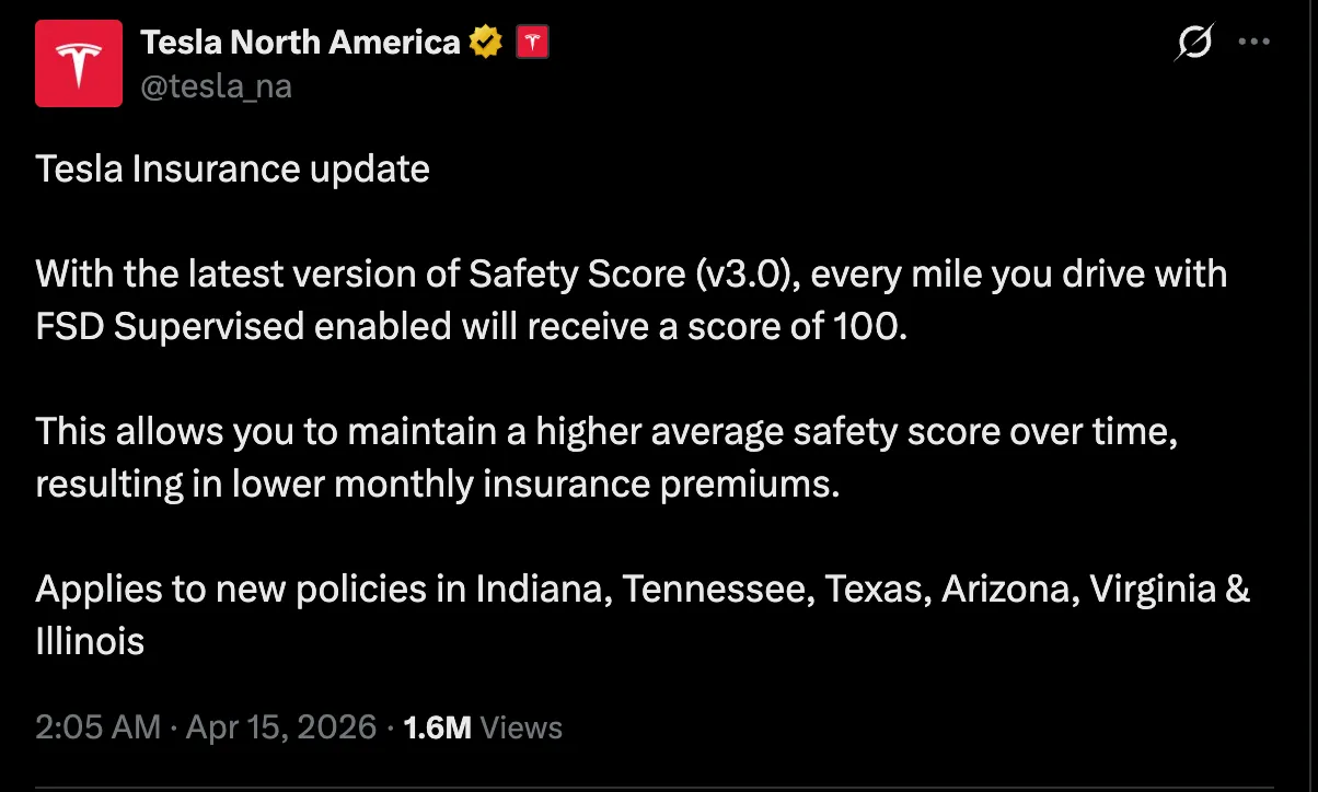 Tesla Insurance update