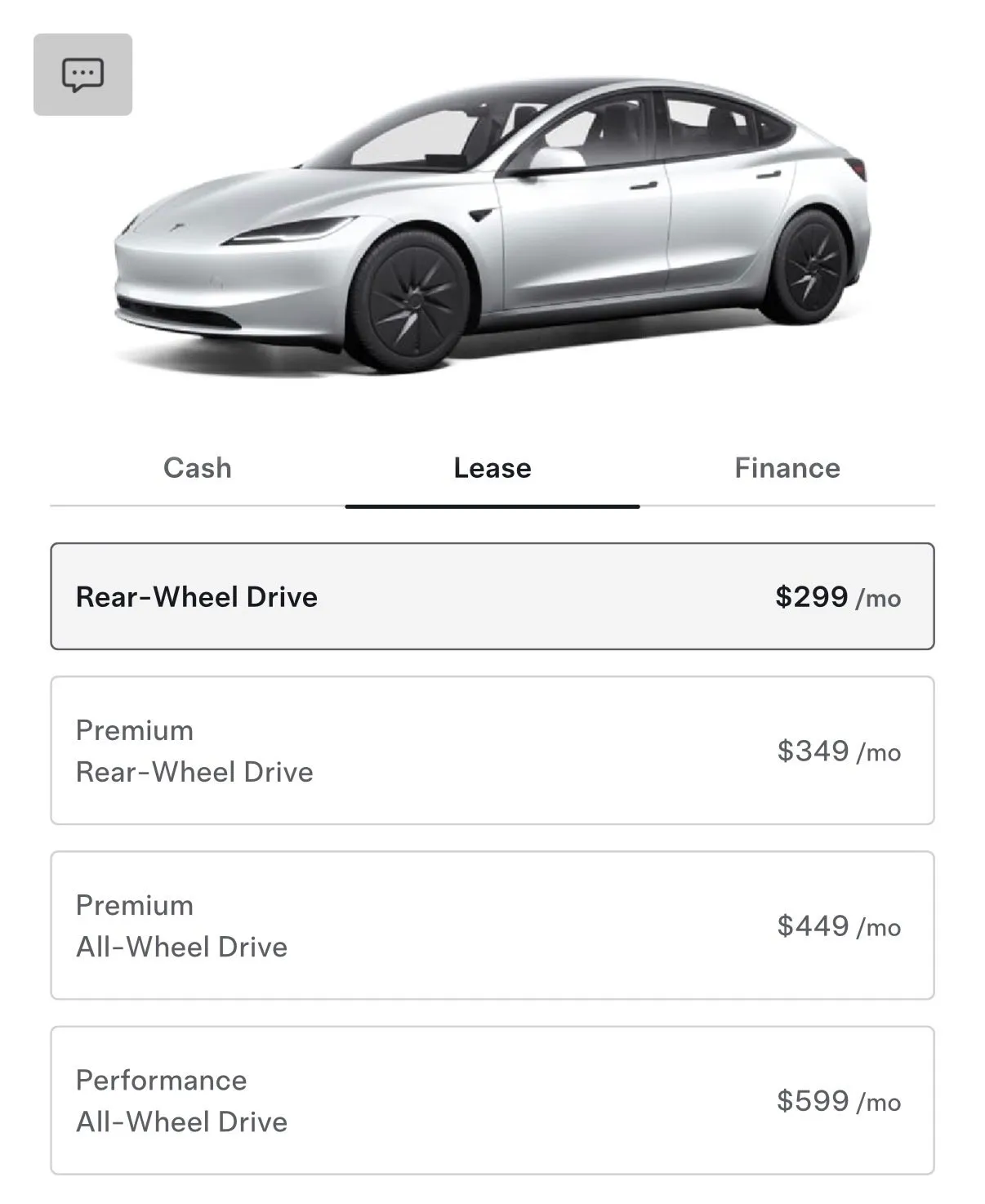 Tesla has lowered lease prices for the Model 3 in the US