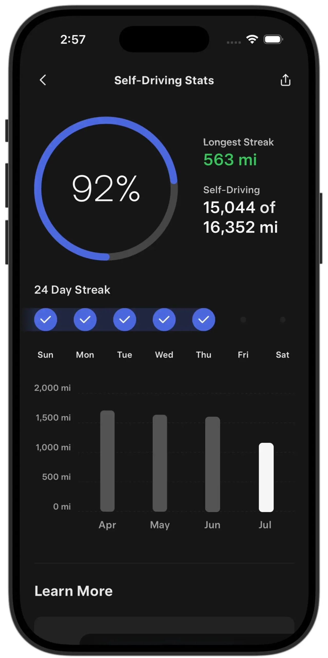 Self-Driving Stats in Mobile App