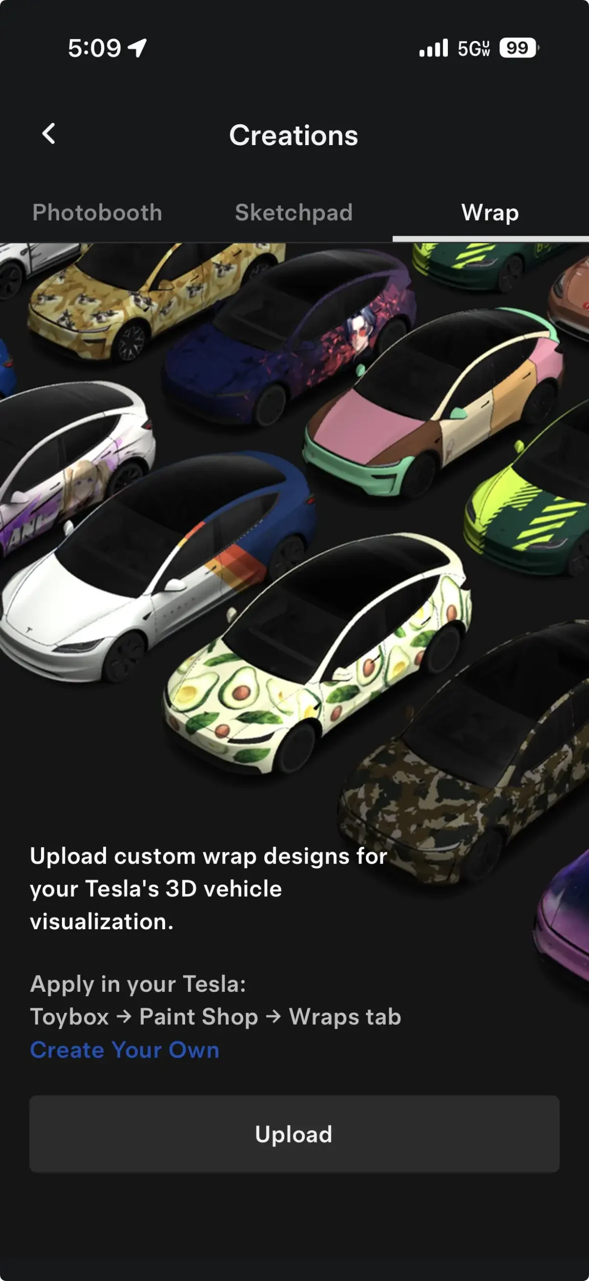 Send custom wraps from the mobile app