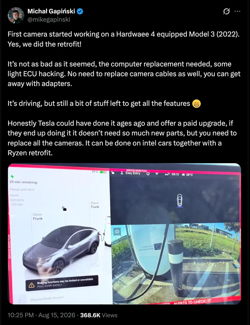 Hardware 4 equipped Model 3 (2022)