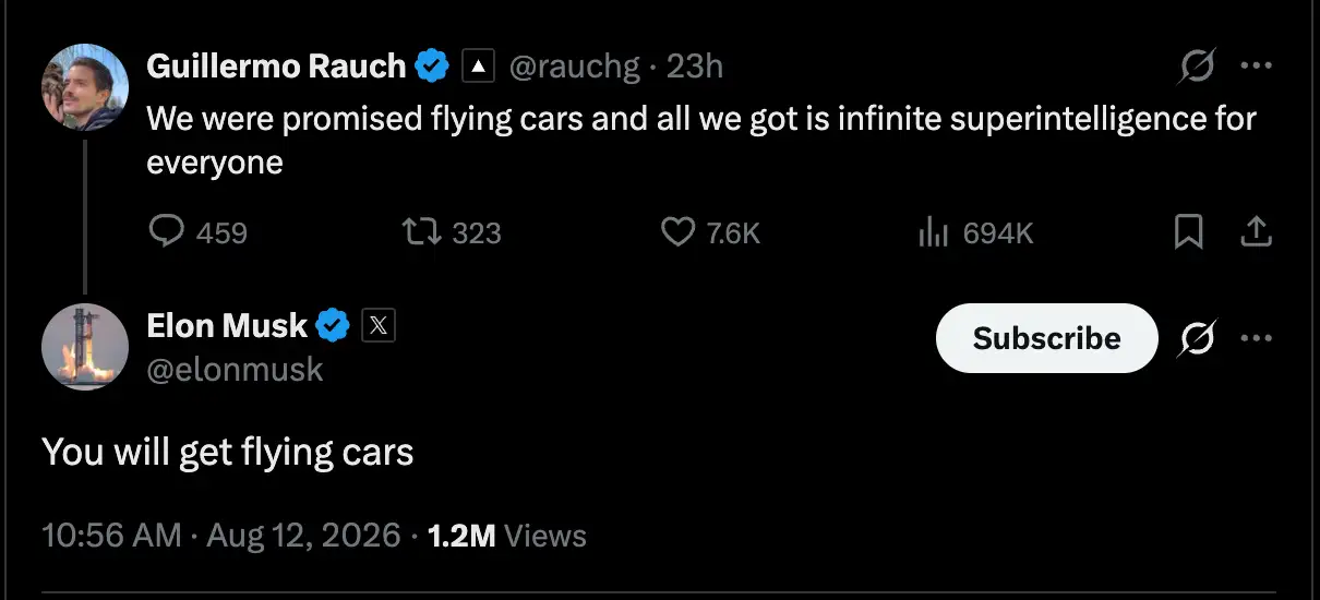 You will get flying cars - Musk