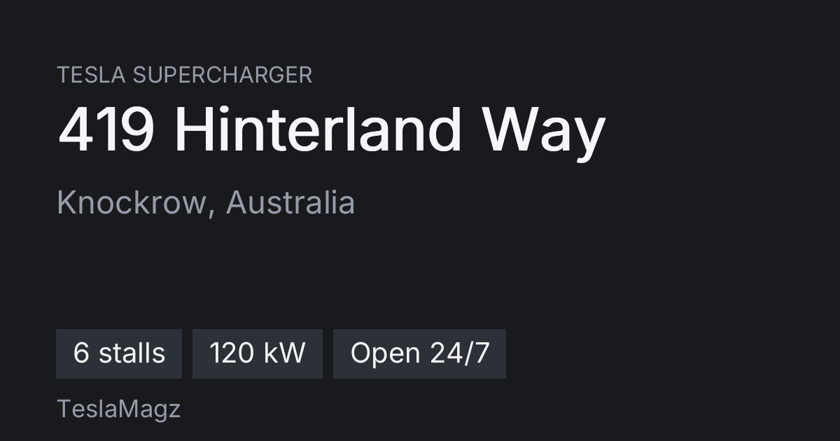 Hyperloop Modedl Tesla Supercharger in Knockrow – 419 Hinterland Way - TeslaMagz