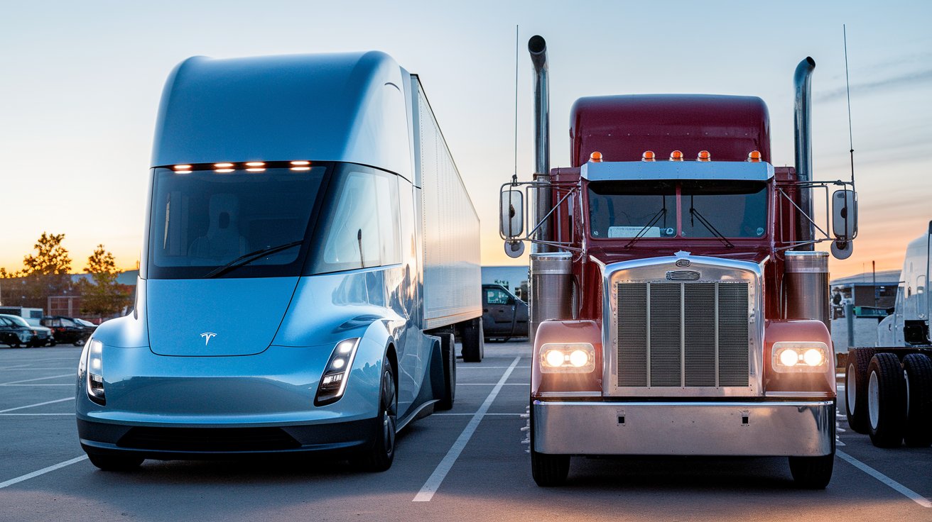 Tesla Semi truck vs diesel traditional truck