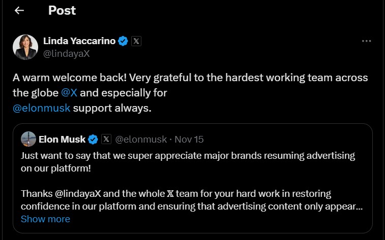 Linda Welcomed Advertisers