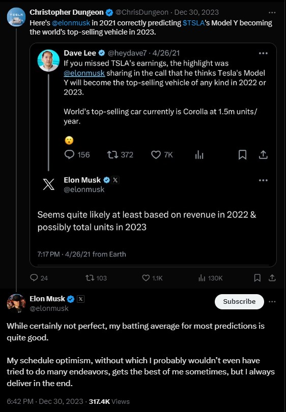 Musk's Response to Timeline Criticism