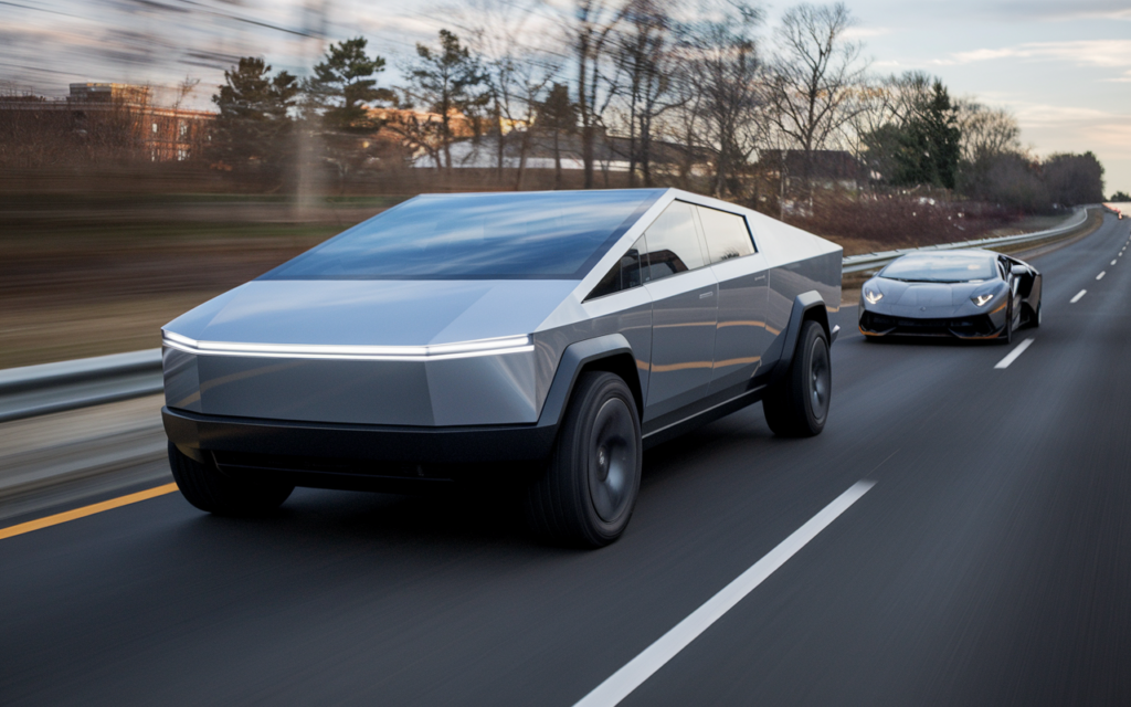 tesla and lambo street race