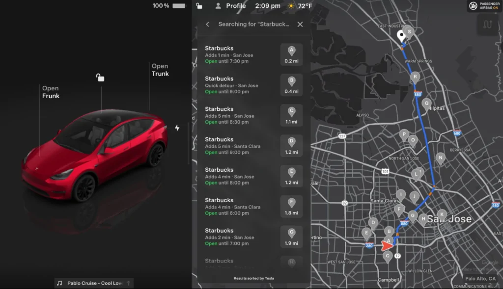 Tesla Holiday Update 2024 - Search Along Route with Estimated Detour Times