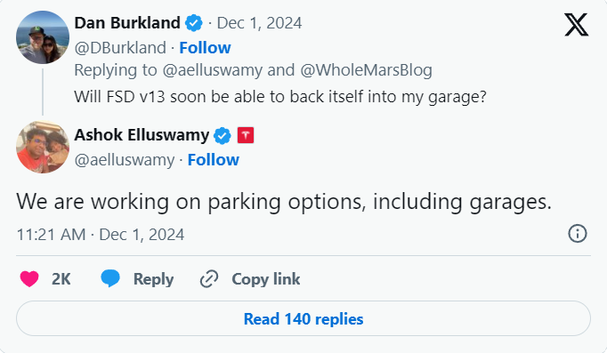 Tesla FSD parking improvements