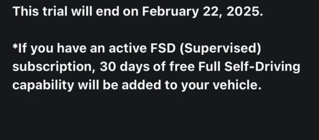 FSD free Trail for current subscribers