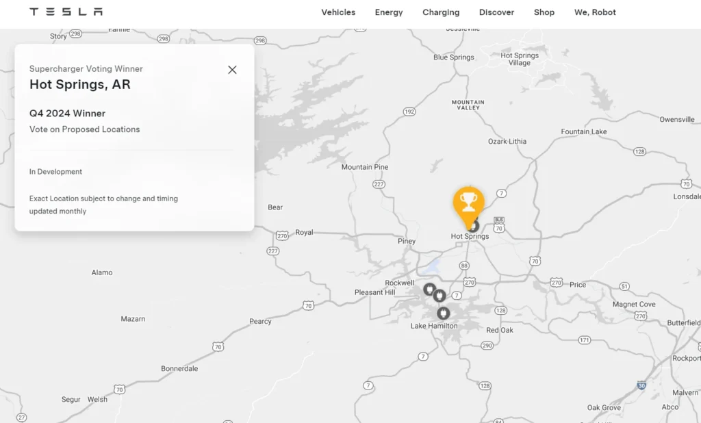 Tesla Supercharger Winning Locations