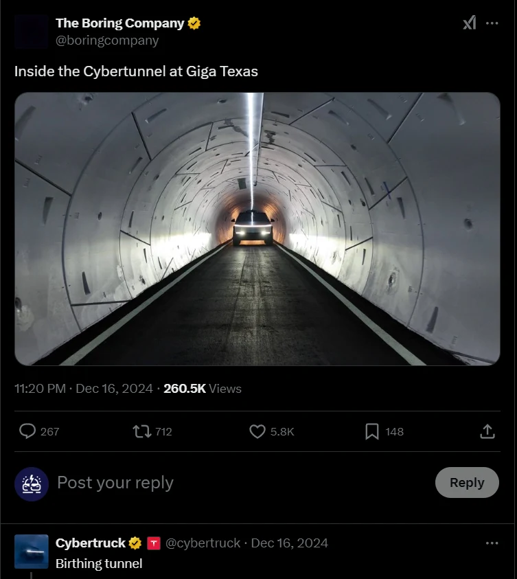 Giga Texas Tesla Tunnel