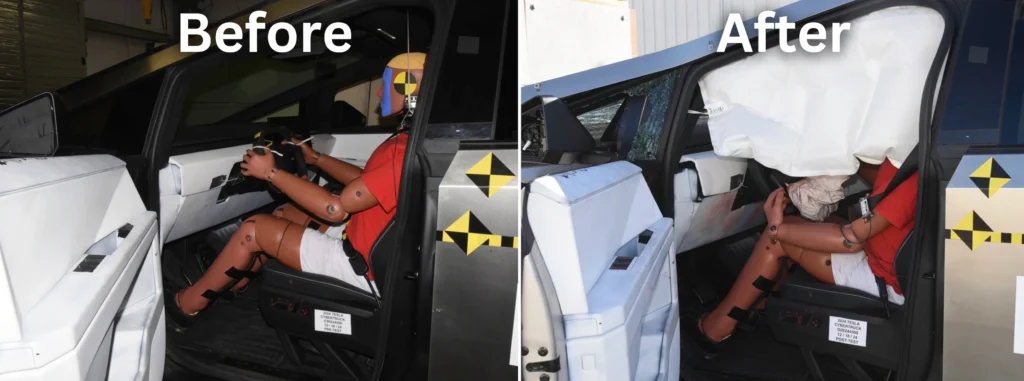 Pre And Post-Test Driver Dummy and Vehicle Interior View