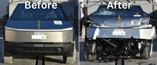 Pre And Post-Test Front View of Test Vehicle