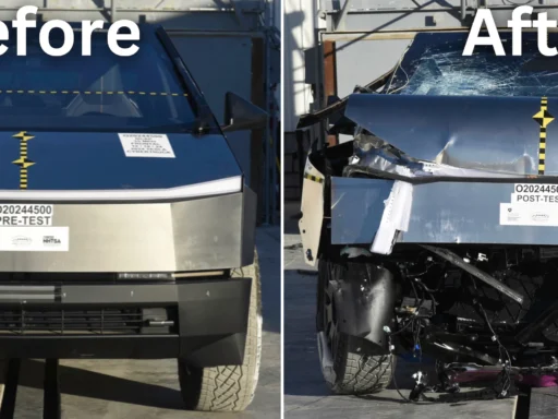 Pre And Post-Test Front View of Test Vehicle