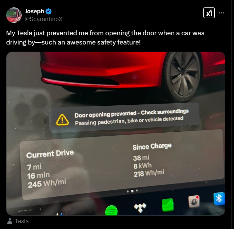 Tesla Adds New Safety Feature to Prevent Door Accidents