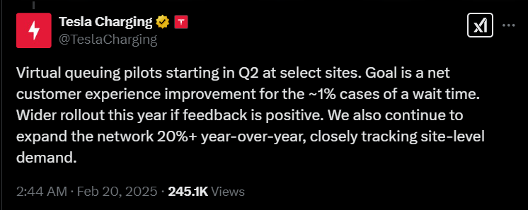 Tesla virtual queuing pilots