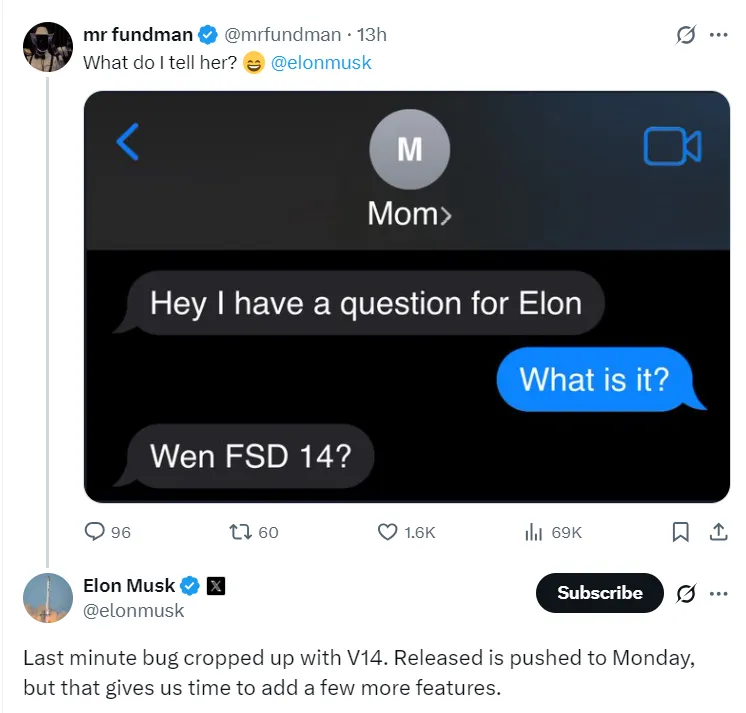 Musk revealed the FSD V14 Release Date
