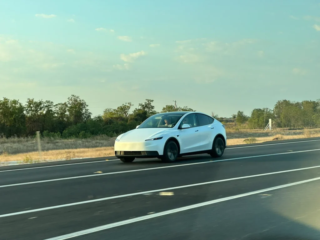 cheaper Model Y variant driving near Giga Texas