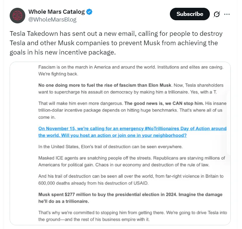 Tesla Takedown Email