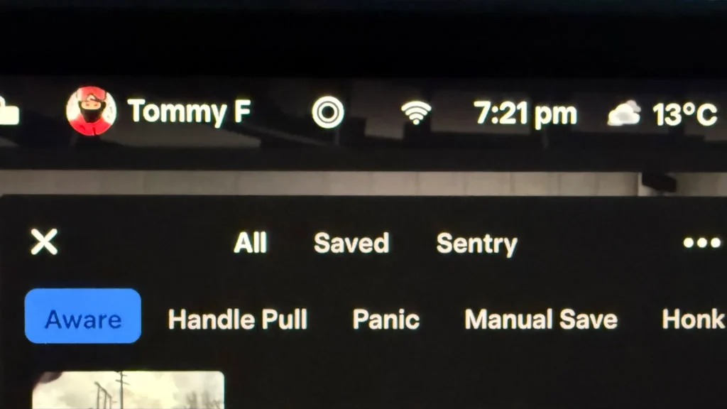 Sentry mode viewer - new category section