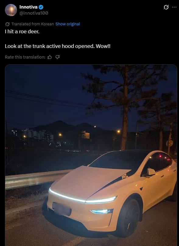 Tesla's deployed Active Hood 