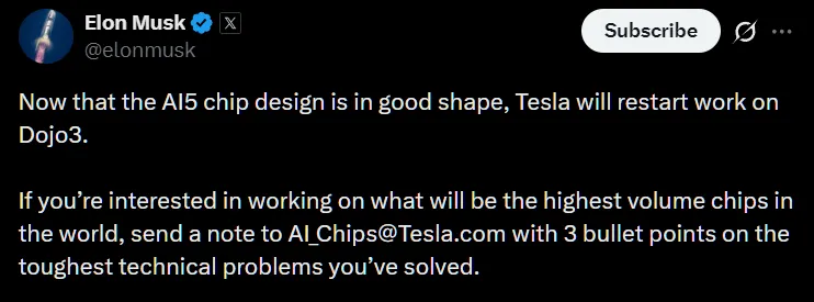 AI5 chip design is in good shape - musk