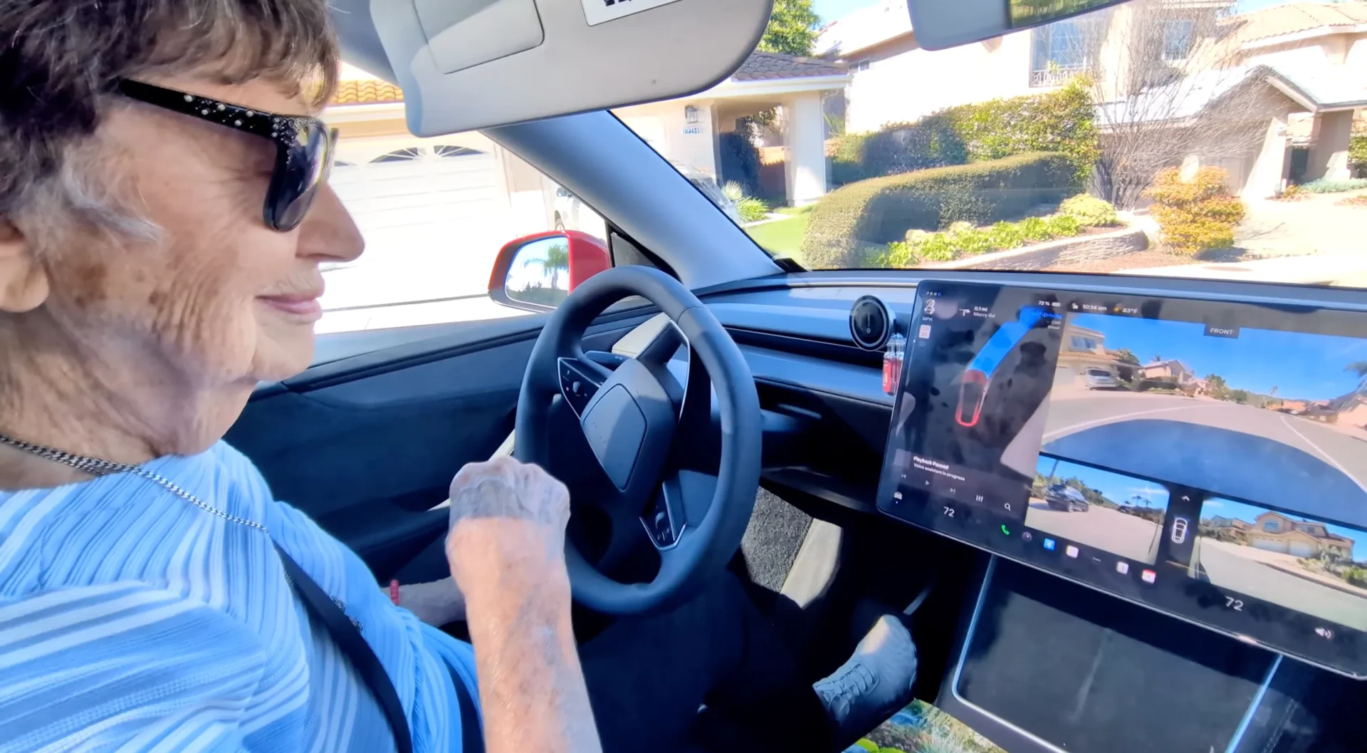 93 year old finds new freedom with Tesla FSD