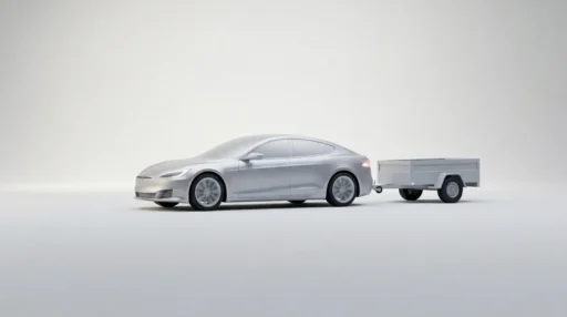 3D Tesla towing a trailer