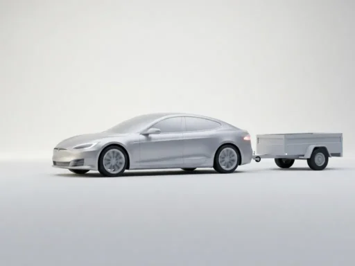 3D Tesla towing a trailer