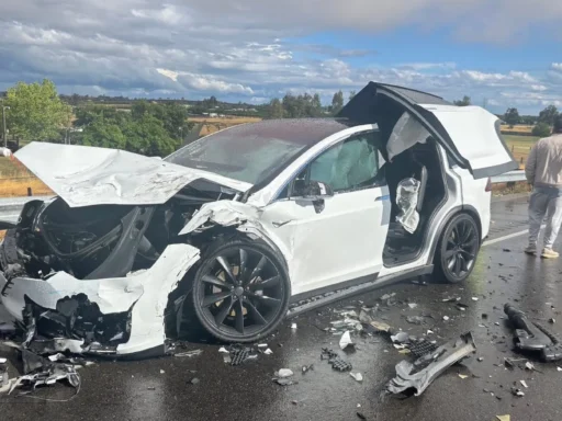 Tesla severe head-on collision