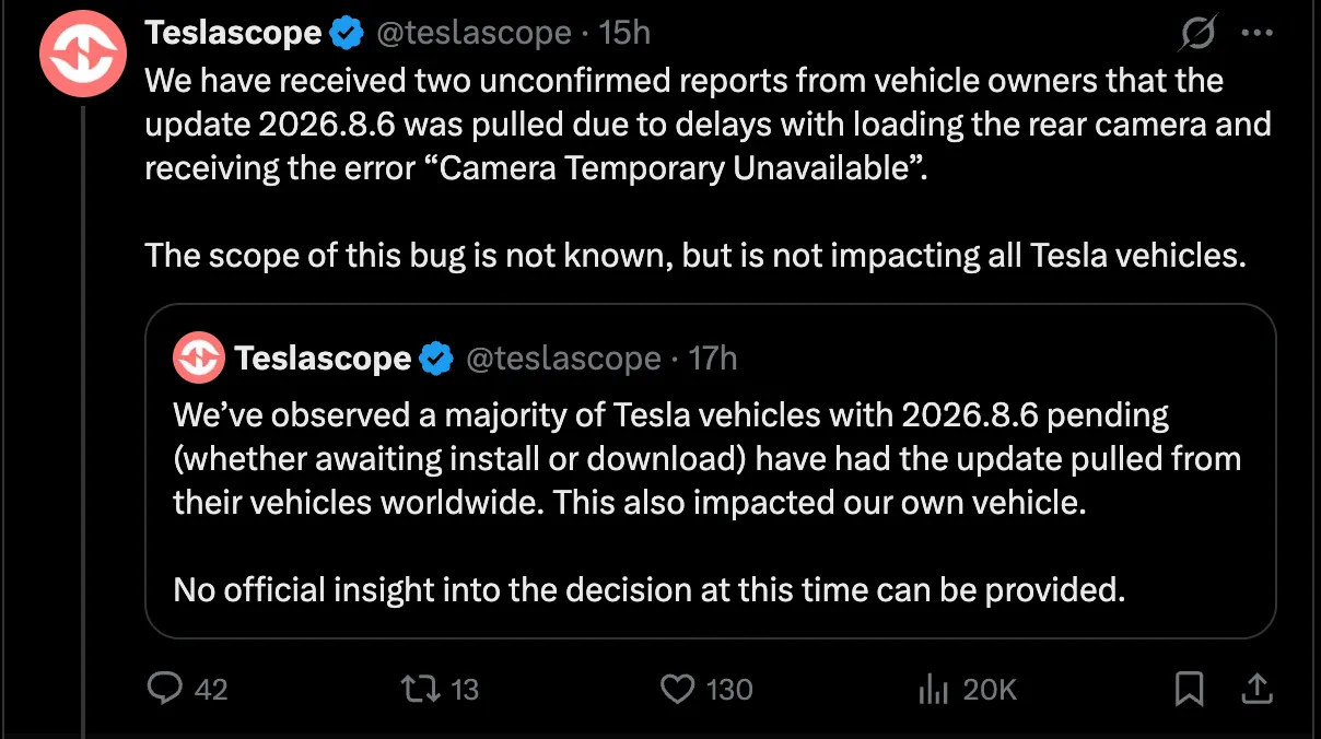 update 2026.8.6 was pulled