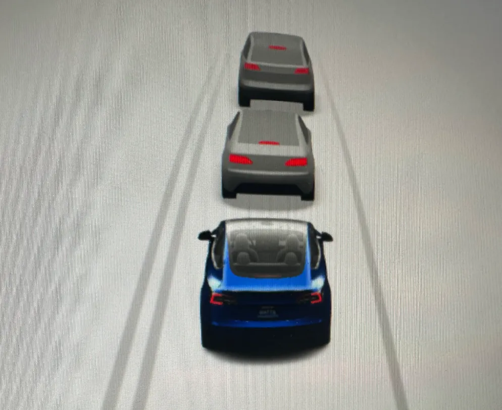 On-screen graphic for the rear lights - Tesla
