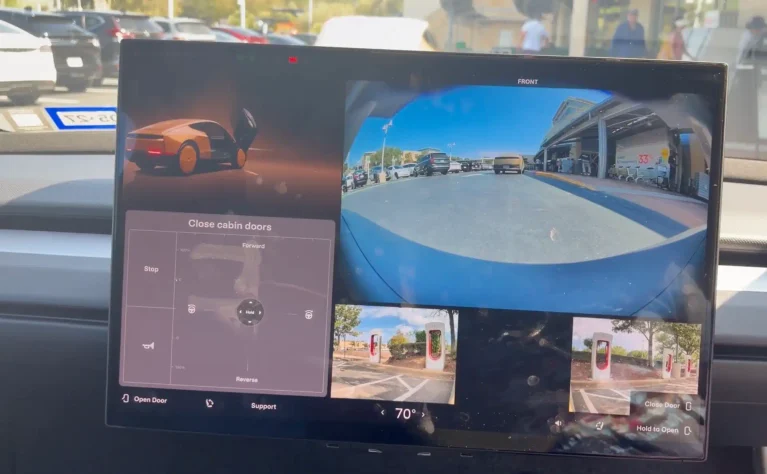 Tesla Cybercab manual touchscreen drive panel surfaces in test footage